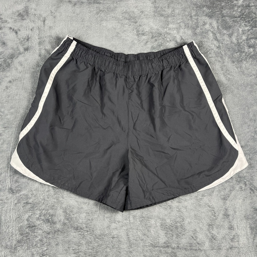 BCG Shorts Women XL Black Drawstring Dolphin Hem Running Training Gym Athleisure